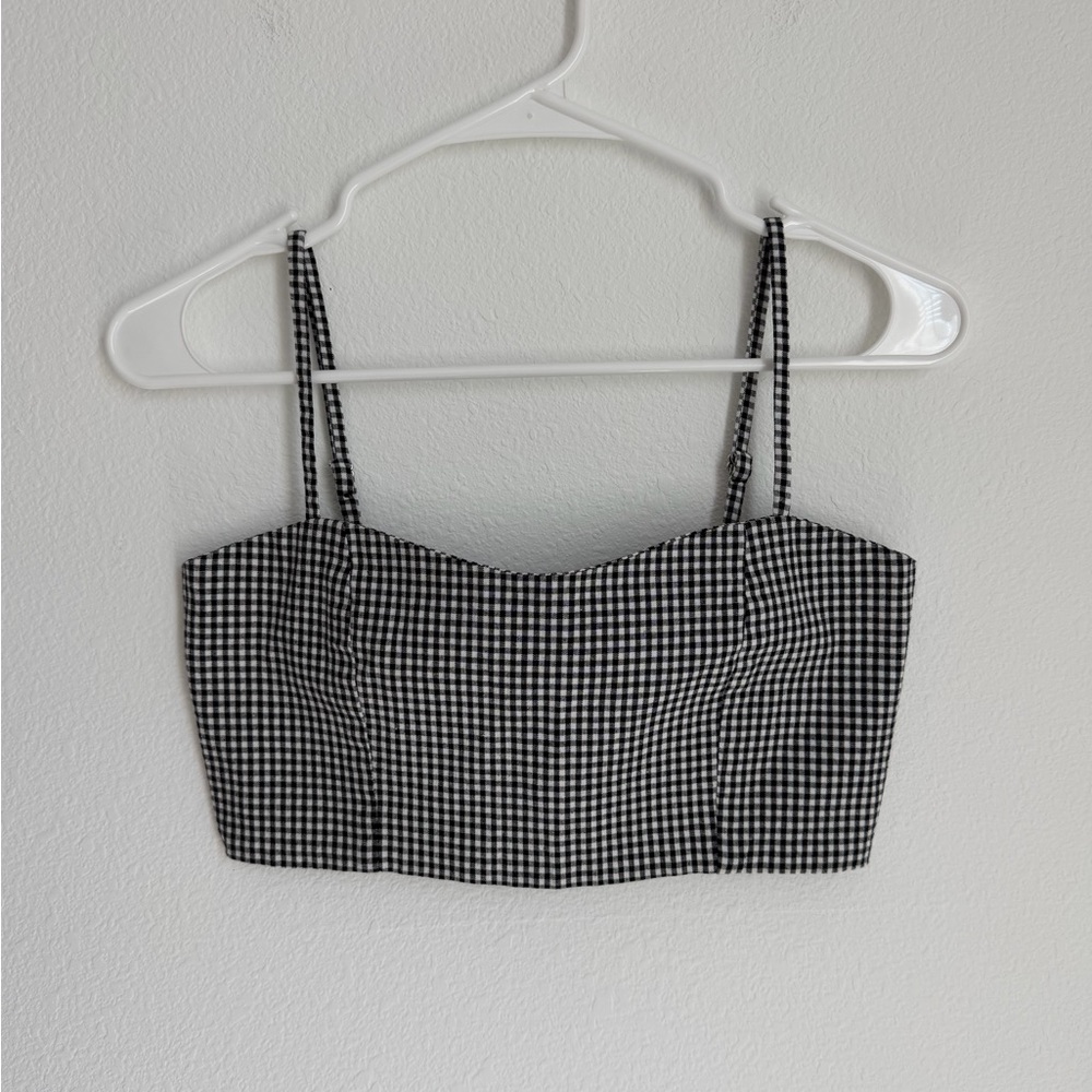 Brandy Melville Black and White Gingham Crop Top